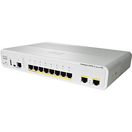 Cisco Catalyst 2960C Ethernet Switch - 10 Ports - Manageable - Gigabit Ethernet, Fast Ethernet - 10/100/1000Base-T, 10/100Base-TX - 2 Layer Supported - Power Supply - Twisted Pair - PoE Ports - Desktop, Rack-mountable, Wall Mountable