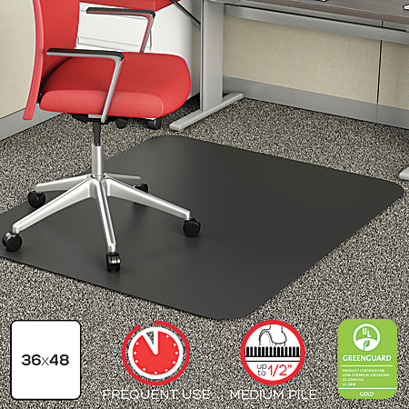 Deflecto Chair Mat For Medium Pile Carpet Rectangular 36 W x 48 D Black -  Office Depot