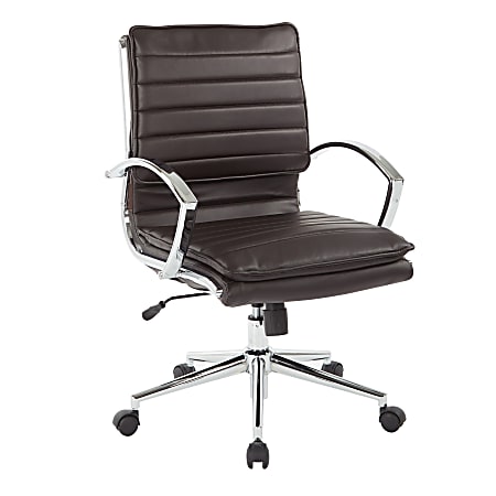 Office Star™ Pro-Line II™ SPX Bonded Leather Mid-Back Chair, Espresso/Chrome