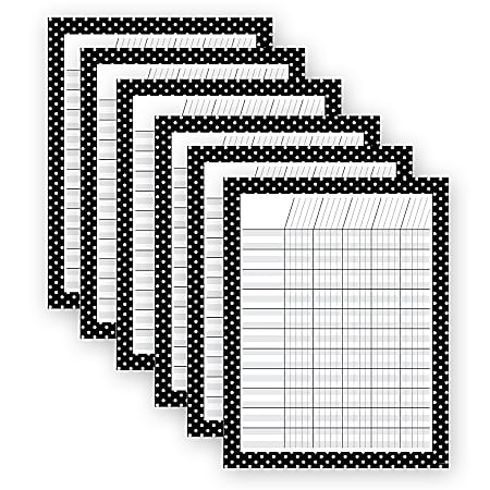 Creative Teaching Press Incentive Chart, Black With White Dots, 17" x 22", Pack Of 6