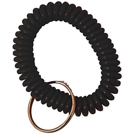 Sparco Split Ring Wrist Coil Key Holders, 2.1"H x 2.1"W x 2.4"L, Black, 6 / Pack