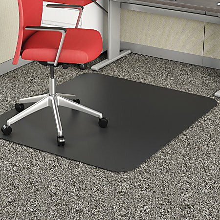 Deflecto® Chair Mat For Commercial-Grade Carpeting, 45"W x 53"D, Rectangle, Black