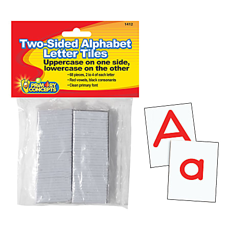 Primary Concepts 2-Sided Alphabet Letter Tiles, Grades Pre-K To 3, Pack Of 68 Tiles