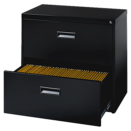 Lorell® 30"W x 17-13/16"D Lateral 2-Drawer Letter-Size File Cabinet, Black