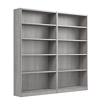 Bush Furniture 72"H Universal Tall 5 Shelf Bookcase - Set of 2, Platinum Gray, Standard Delivery