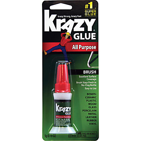 Krazy Glue All Purpose Super Crazy Glue Tube 0.18oz All Purpose Brush On 2  Pack