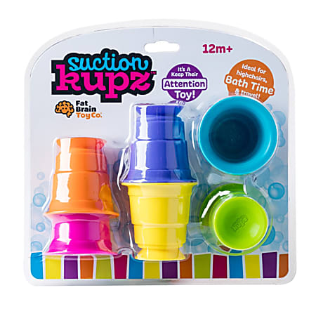 Fat Brain Toy Company Suction Kupz, 2-1/2", Assorted Colors, Set Of 6 Kupz