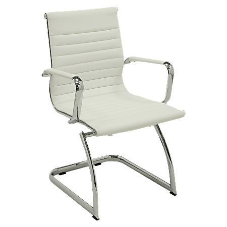 Lorell® Modern Bonded Leather Mid-Back Guest Chair, White,