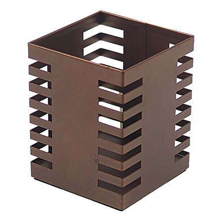 Lorell® Stamped Metal Square Pencil Cup, Bronze