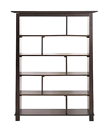 Wholesale Interiors Baxton Studio Havana 5-Shelf Tall Wood Modern Bookcase, 56 5/16"H x 44"W x 14 1/4"D, Brown