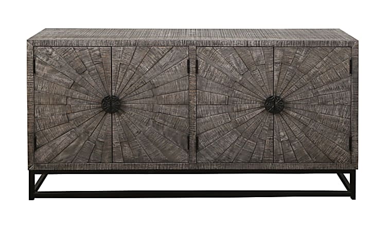 Coast to Coast Noble 4-Door Wood Sideboard Storage Credenza With Chatter  Marks, 34