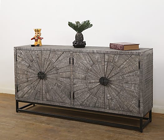 Coast to Coast Noble 4-Door Wood Sideboard Storage Credenza With Chatter  Marks, 34