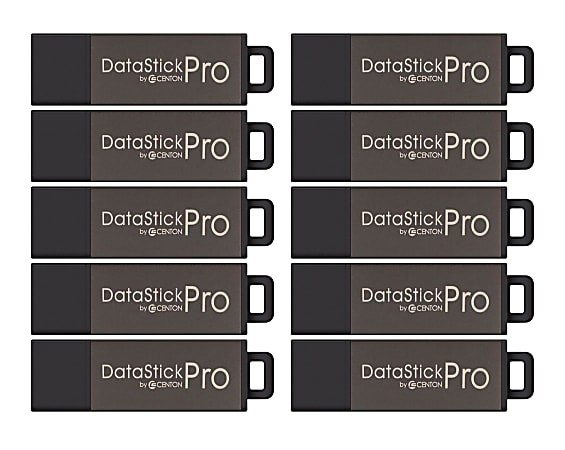 Centon DataStick Pro USB 2.0 Flash Drives, 32GB, Gray, Pack Of 10 Flash Drives