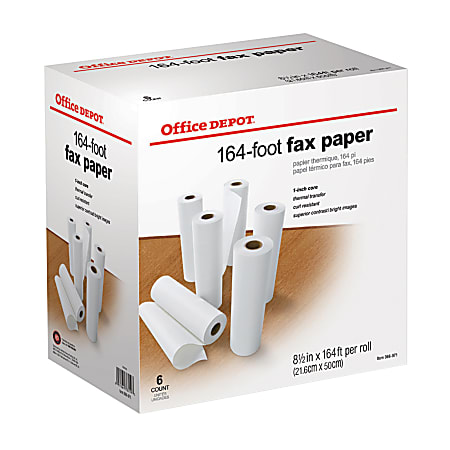 Office Depot® Brand High-Sensitivity Thermal Fax Paper, 1" Core, 164' Roll, Box Of 6 Rolls