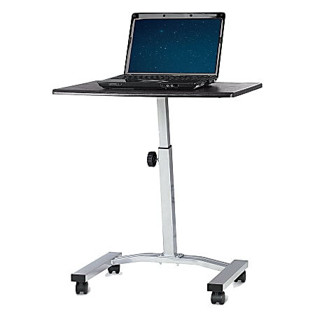 Brenton Studio® Height-Adjustable Mobile Laptop Cart, 22 1/2" - 34 3/4"H x 23 5/8"W x 15 3/4"D, Black/Silver