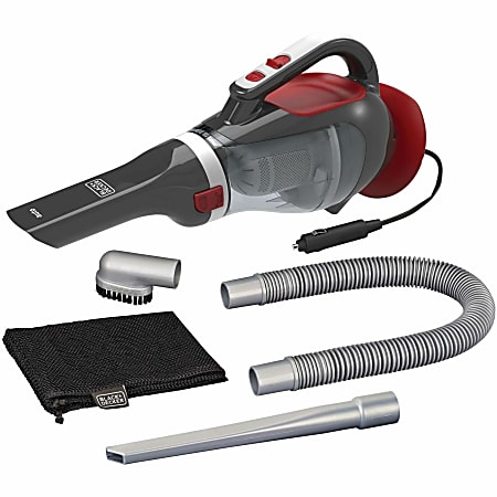 Black+Decker DustBuster BDH1220AV Portable Vacuum Cleaner - 10.50 W Air Watts - 20.60 fl oz - 16 ft Cable - Washable - DC Supply - 12 V DC - Red, Gray