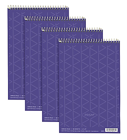 Gregg Rule TOPS Prism 100% Recycled Steno Book 6 x 9 Inches 80 Sheets per Book 80264 4 Books per Pack Orchid Top Wirebound