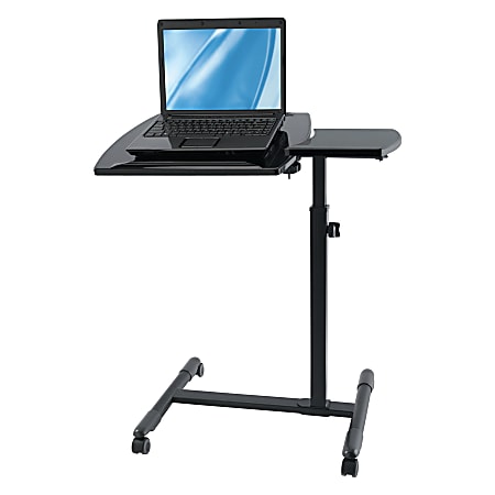 Brenton Studio® Zarty Split-Top Mobile Laptop Cart, 28 1/8"H x 27 3/4"W x 15 3/4"D, Black Gloss