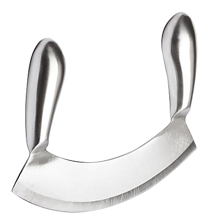 Winco Single Blade Mezzaluna Knife, Stainless Steel