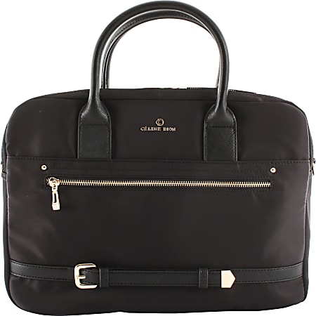 Celine Dion Carrying Case (Briefcase) Travel Essential - Black, Gold - Nylon - Shoulder Strap, Belt - 10" Height x 3" Width x 14" Depth - 1 Pack
