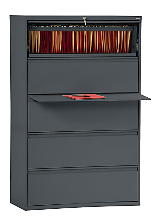 Sandusky® 800 42"W Lateral 5-Drawer File Cabinet, Metal, Charcoal