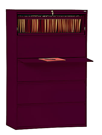 Sandusky® 800 42"W x 19-1/4"D Lateral 5-Drawer File Cabinet, Burgundy