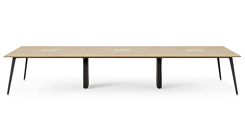 Branch Furniture 144”W 6-Person Computer Desk, Woodgrain Top/Charcoal Leg