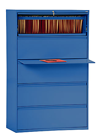 Sandusky® 800 42"W x 19-1/4"D Lateral 5-Drawer File Cabinet, Blue