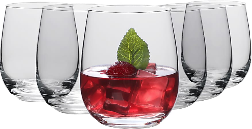 Table 12 Lead Free Crystal Small Beverage Glasses 15.5 Oz Clear Set Of 6  Glasses - Office Depot