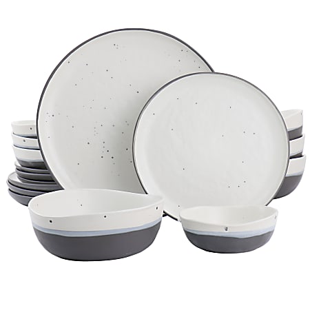 Gibson Elite Rhinebeck 16-Piece Round Stoneware Dinnerware Set, Blue