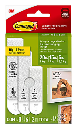 Command Damage-Free Hanging Assorted Refill Strips - 16 count