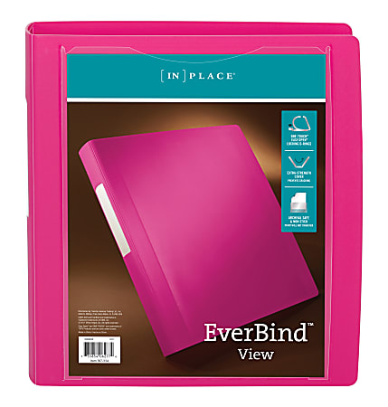 Office Depot® Brand EverBind™ View 3-Ring Binder, 1 1/2" D-Rings, Pink