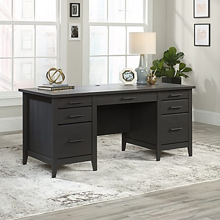 Sauder&reg; Summit Station 66"W Executive Computer Desk, Raven Oak