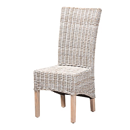 bali & pari Trianna Rustic Transitional Dining Chair, Natural Brown/White