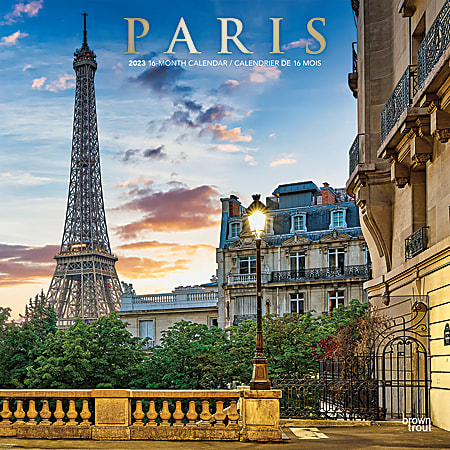 Brown Trout Travel Monthly Wall Calendar, 12" x 12", Paris, January To December 2023