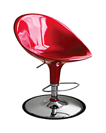 Baxton Studio Set of Two Curio High-back Adjustable Swivel Barstool, Red