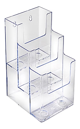Clear Tri Fold Brochure Holder with Business Card Acrylic Display Qty 12 