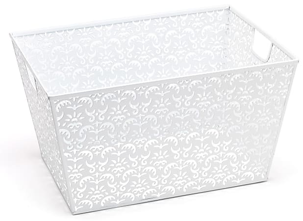Realspace™ Brocade Storage Basket, White