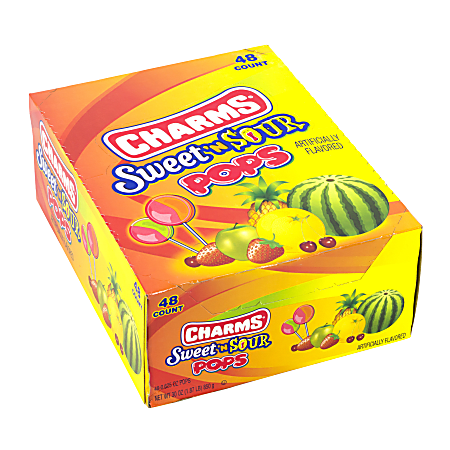 Charms Lollipops, Sweet And Sour Flat Pop, Pack Of 48