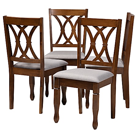Baxton Studio Augustine Dining Chairs, Gray/Walnut Brown, Set Of 4 Chairs