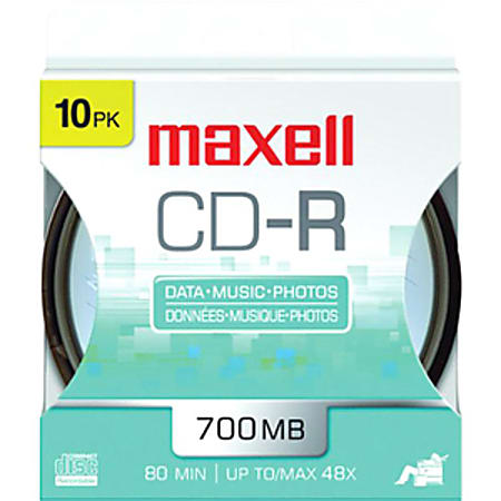 Maxell 48x CD-R Media - 700MB - 120mm Standard - 10 Pack Spindle