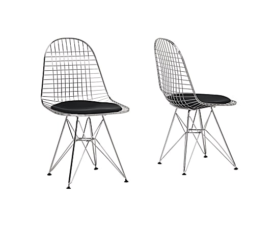 Baxton Studio Set of Two Avery Mid-Century Modern Wire Chair with Black Cushion