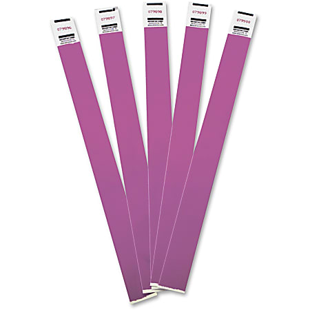 Advantus Tyvek® Wristbands, AVT75440, 3/4"W x 10"L, Rectangle, Purple, Tyvek, Pack Of 100