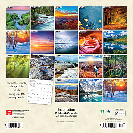 20232024 Brown Trout Inspirational 18Month Monthly Wall Calendar, 12