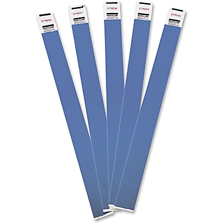 Advantus Tyvek® Wristbands, AVT75442, 3/4"W x 10"L, Rectangle, Blue, Tyvek, Pack Of 100