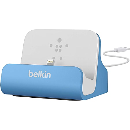 Belkin Charge + Sync Dock for iPhone 5 - Wired - iPod, iPhone - Charging Capability - Synchronizing Capability - Blue
