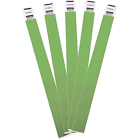 Advantus Tyvek® Wristbands, 0.8" x 9.8", Green, Pack Of 100