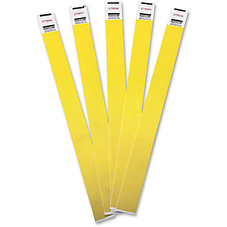 Advantus Tyvek&reg; Wristbands, AVT75444, Yellow, Tyvek, Pack Of 100