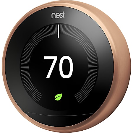 Google™ Nest Programmable Learning Thermostat with Temperature Sensor, 3rd Generation, Copper