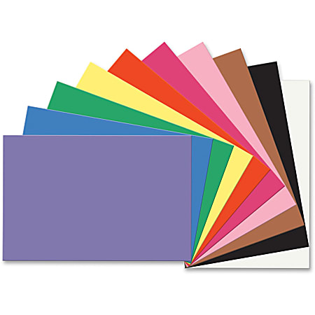 Prang® Construction Paper - Multipurpose - 36" x 24" - 50 / Pack - Assorted, Blue, Brown, Holiday Green, Orange, Pink, Scarlet, Violet, White, Yellow